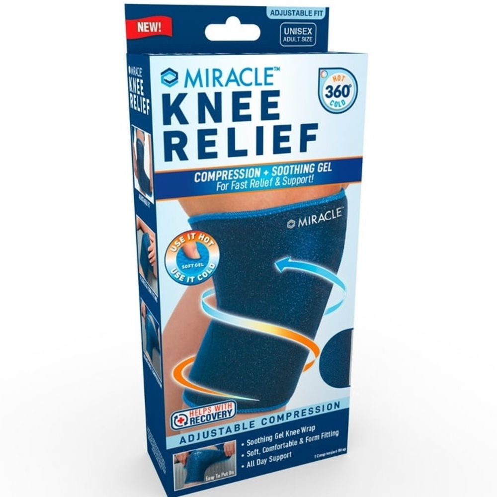 Miracle Knee Relief Gel Infused 360 Degree Compression Wrap NIB